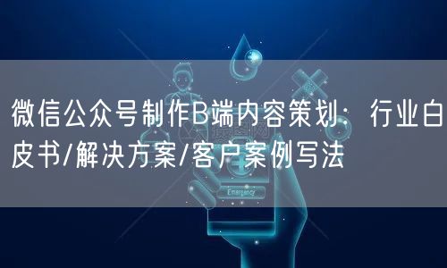 微信公众号制作B端内容策划：行业白皮书/解决方案/客户案例写法
