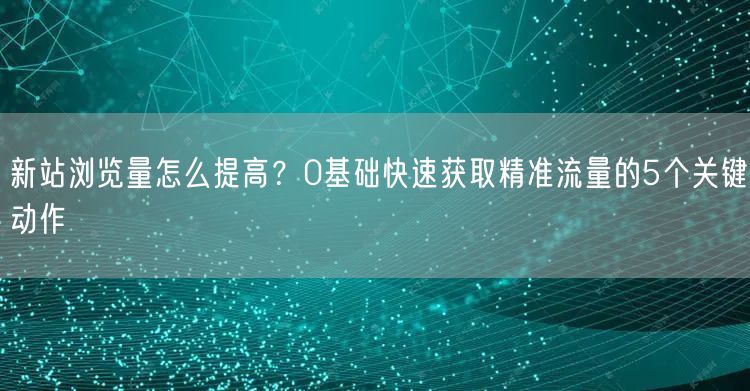 新站浏览量怎么提高?0基础快速获取精准流量的5个关键动作