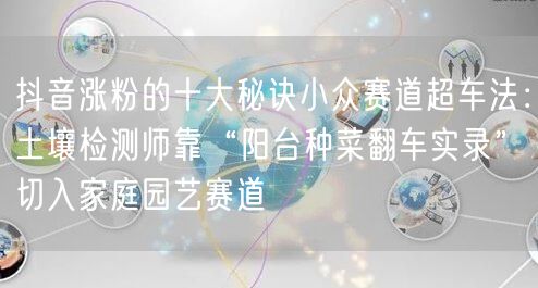 抖音涨粉的十大秘诀小众赛道超车法:土壤检测师靠“阳台种菜翻车实录”切入家庭园艺赛