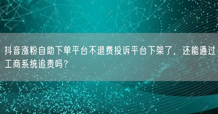 抖音涨粉自助下单平台不退费投诉平台下架了,还能通过工商系统追责吗?